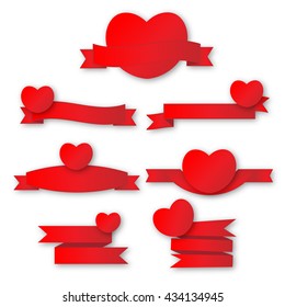 Cute red heart with ribbon vector