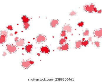 Cortos corazones rojos cayendo ilustración vectorial. Fondo creativo de tarjetas de felicitación. Los corazones brillantes aman los símbolos de pasión aislados en un fondo transparente. Bonita decoración de cumpleaños.