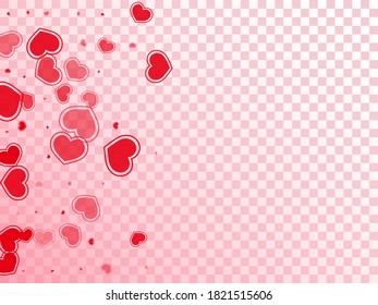 Cute red hearts flying vector illustration. Elegant holiday party decor. Framed hearts love passion symbols isolated on white background. Romantic event simple decor.