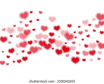 Cortos corazones rojos volando ilustración vectorial. Resumen del fondo de la tarjeta de invitación. Los corazones enmarcados adoran los símbolos emocionales aislados en un fondo transparente. Decoración sencilla del día de San Valentín.