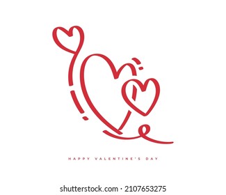 Cute Red Hearts Illustration Isolated on White Background. Valentine's Day Background for Wallpaper, Flyers, Invitation, Posters, Brochure, Banner or Postcard