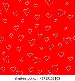 Lindos corazones rojos, sin patrón. Ilustración vectorial. Corazones del día de San Valentín aislados en un fondo blanco. Adecuado para imprimir en textiles, papel de scrapbooking, cubiertas y tarjetas.