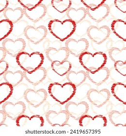 Cute red hearts seamless texture pattern.