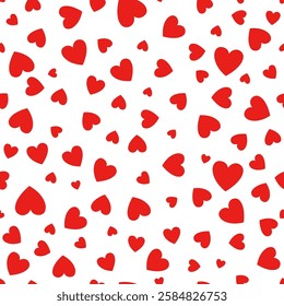 Cute red hearts seamless vector pattern. Valentines day background made of tiny heart silhouettes. Vector illustration