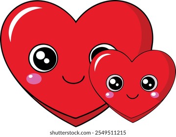 Ilustración de dibujos animados de Vector de corazones rojos lindos para el día de San Valentín