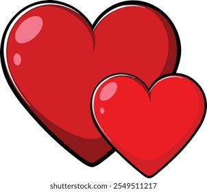 Cute Red hearts vector cartoon illustration for  Valentine's Day