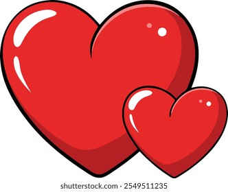 Cute Red hearts vector cartoon illustration for  Valentine's Day