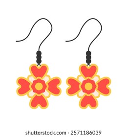 Cute Red Hibiscus Earrings Illustration