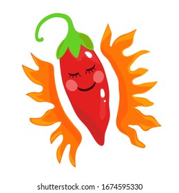 Carácter rojo vivo de pimienta. Ilustración vectorial plana aislada sobre fondo blanco