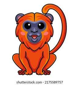 Cute red howler monkey cartoon sitting