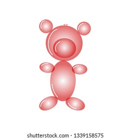 Cute red inflatable bear poster isolated on white background