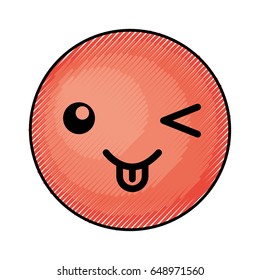 cute red kawaii emoticon face