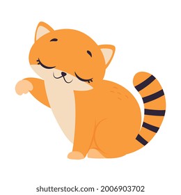Cute Red Kitten, Adorable Funny Pet Baby Animal Cartoon Vector Illustration