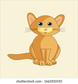 Cute red kitten in the form of a cartoon character