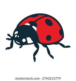 Cute red ladybug with black spots illustration