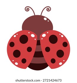 Cute red Ladybug – Flat Cartoon Vector