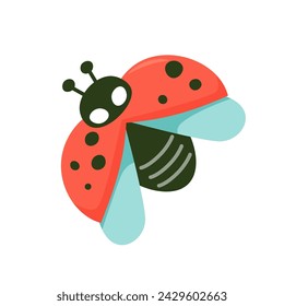 Cute red ladybug. Simple flat illustration isolated