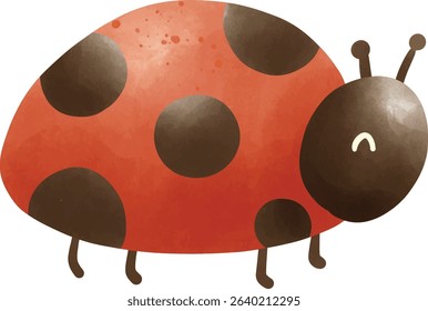 A cute red ladybug is walking.