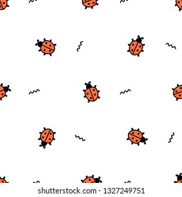 Cute red ladybugs minimalit seamless pattern