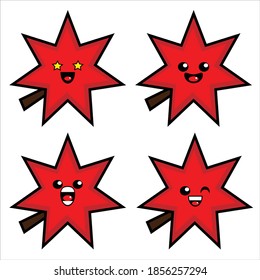 Cute red leaf mascot illustration design