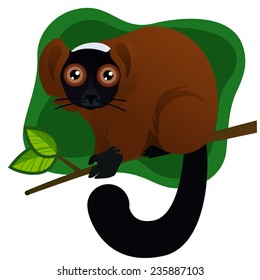 Cute red lemur. Vector illustration.