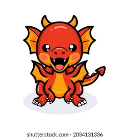 Cute red little dragon cartoon