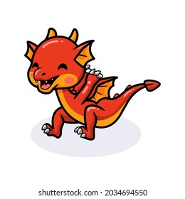 Cute red little dragon cartoon