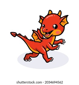 Cute red little dragon cartoon