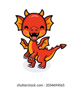 Cute red little dragon cartoon