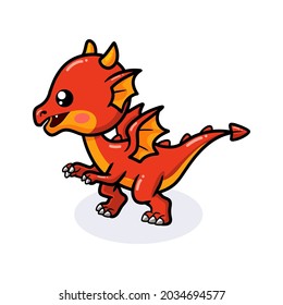 Cute red little dragon cartoon