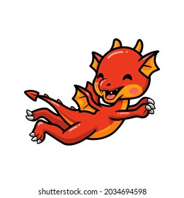 Cute red little dragon cartoon