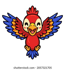 Cute red little parrot cartoon