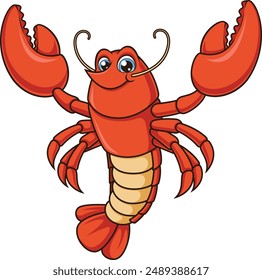 Cute red lobster vector illustration
