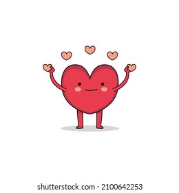 Cute red love cartoon character spreading love