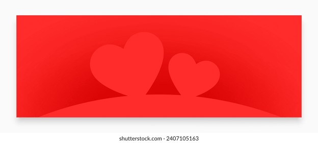 cute red love heart banner in papercut style vector