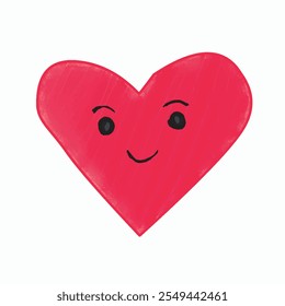 cute red love heart character on white background.