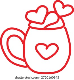 Taza de amor rojo lindo dibujado a mano ilustración