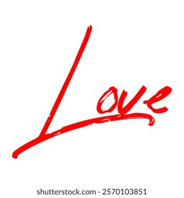Cute Red Love Text Calligraphy 