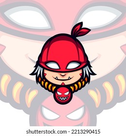 Cute Red Mask Bandit Vector Mascot