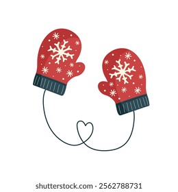 Cute red mittens on white background