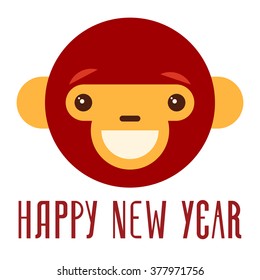 cute red monkey face. vector animal icon.