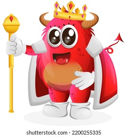 Cute red monster king. Perfect for kids, small business or e-Commerce, merchandise and sticker, banner promotion, blog or vlog channel