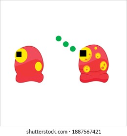 Cute red monster vector illustration