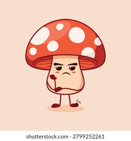The cute Red Mushroom character is bored of waiting for uncertainty