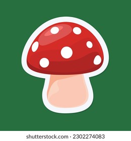 The Cute Red Mushroom. Isolated Vector Illustration
