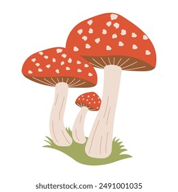 Nette rote Pilz Polka Dots Pilz Fungi Essen Vektorillustration Aufkleber