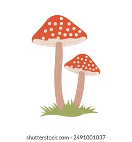 Cute Red Mushroom Polka Dots Fungi Fungus Food Vector Illustration Sticker