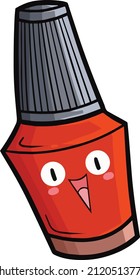 Cute red nail polish cartoon character
