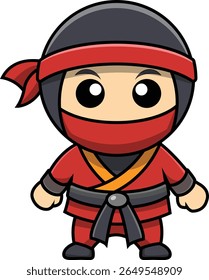 Personagem de desenho animado ninja vermelho bonito
