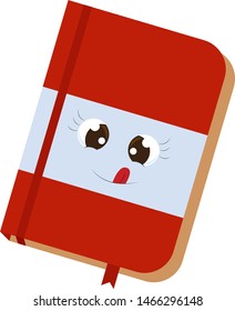 Cute rote Notizbuch, Illustration, Vektorgrafik auf weißem Hintergrund.